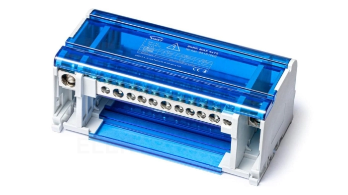 Czterobiegunowy modułowy blok rozdzielczy 4x(8x16mm 3x35mm 1x50mm) na szynę TS35 ShNK MAX 4x12 85151002