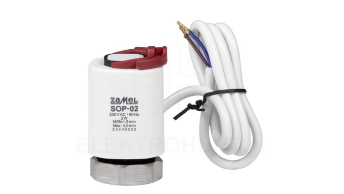 SIŁOWNIK TERMOELEKTRYCZNY M28X1,5 NC, 230V AC TYP: SOP-02