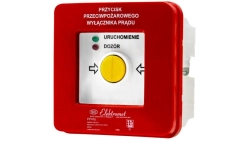 Przycisk ppoż wyłącznika prądu p/t, NC-NO, diody uniwersalne (230V AC lub 24V DC) czerwona/zielona PPWPp-1s A - certyfikat CNBOP