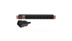 Listwa Zasilająca Rack 1U 8x Schuko/UNEL, Kabel C20 3m, 16A