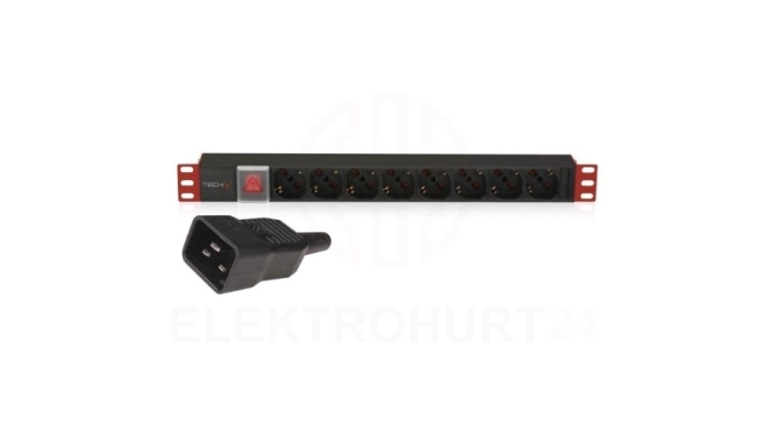 Listwa Zasilająca Rack 1U 8x Schuko/UNEL, Kabel C20 3m, 16A