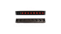 Listwa Rack 19 cali 1.5U, 8x gniazdo UNEL tył, 8x wyłącznik przód I-CASE STRIP-815I