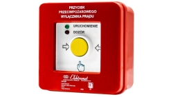 Przycisk ppoż wyłącznika prądu n/t, NC-NO, diody uniwersalne (230V AC lub 24V DC) czerwona/zielona PPWP-1 B - certyfikat CNBOP