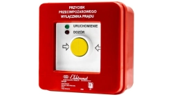 Przycisk ppoż wyłącznika prądu n/t, NC-NO NC-NO, diody uniwersalne (230V AC lub 24V DC) czerw/ziel PPWP-4s A - certyfikat CNBOP