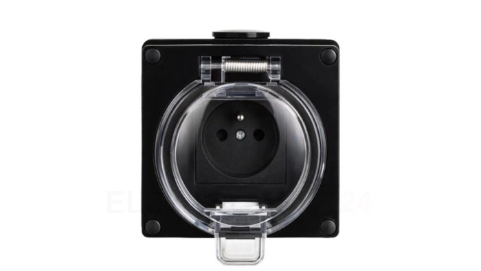 OYSTER IP66 gniazdo wtyczkowe w obudowie hermetycznej 16A/250V czarny 6185-09