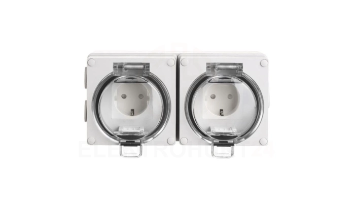 OYSTER IP66 2xgniazdo wtyczkowe w obudowie hermetycznej 16A/250V szary 6185-42