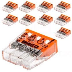 Wago 10 sztuk szybkozłączka na drut 2273-203 3x0,5-2,5mm2