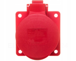 Gniazdo elektryczne ścienne 16A 5P 400V 75x75 czerwone IP44