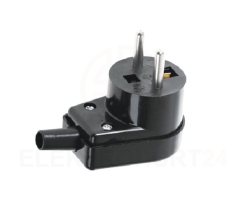 Wtyczka kątowa 16A 250V IP20 czarna 220-05