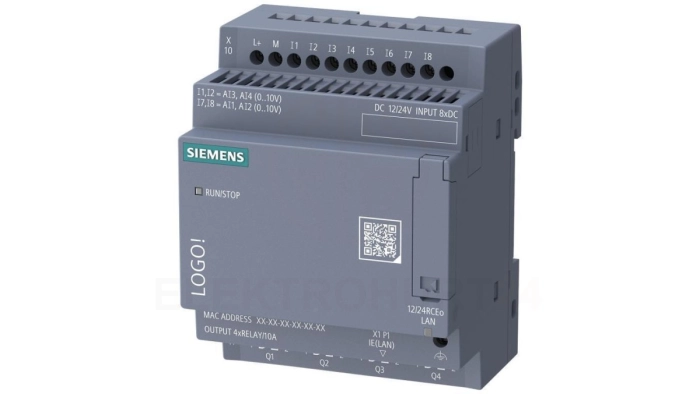 Moduł logiczny 12/24RCEo bez wyświetlacza 12/24V DC Ethernet MQTT 800 bloków LOGO! 9 6ED1052-2MD08-0BA3