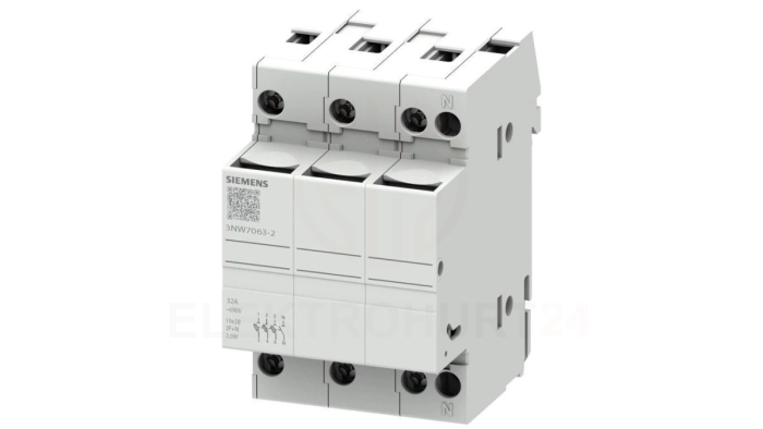 Podstawa bezpiecznikowa do wkładek cylindrycznych 1038 mm 32A 3P+N 3NW7063-2