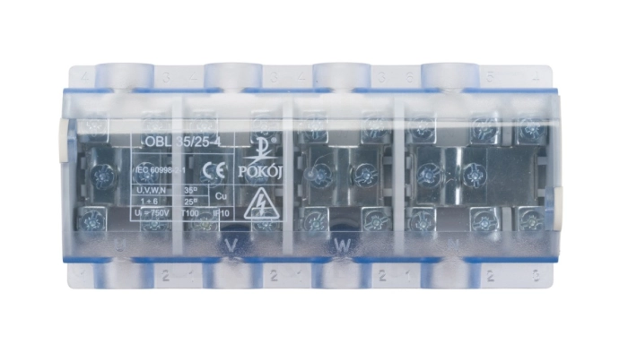 Odgałęźnik instalacyjny 4P OBL 35/25-4 4x35mm2/10x25mm2 szaro-niebieski A13-6248
