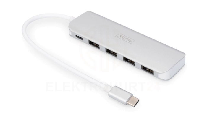 HUB 4-portowy USB 3.0 SuperSpeed z Typ C PDaktywny, aluminium DA-70242-1