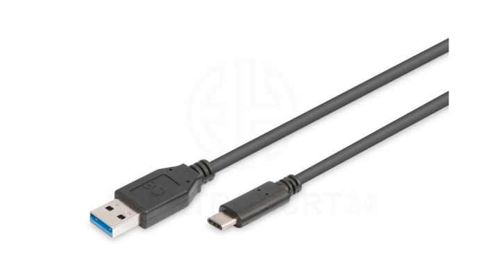 Kabel USB A/USB C M/M czarny 1m USB 3.1 Gen.1 SuperSpeed 5Gbps AK-300136-010-S