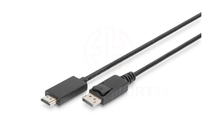 Kabel DP/HDMI A M/M z zatrzaskiem czarny 2m DisplayPort 1.2 4K 60Hz UHD AK-340303-020-S