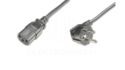Kabel Schuko kątowy/IEC C13 M/Ż czarny 1,8m zasilający AK-440100-018-S