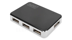 HUB 4-portowy USB 2.0 HighSpeed aktywny, czarno-srebrny DA-70220