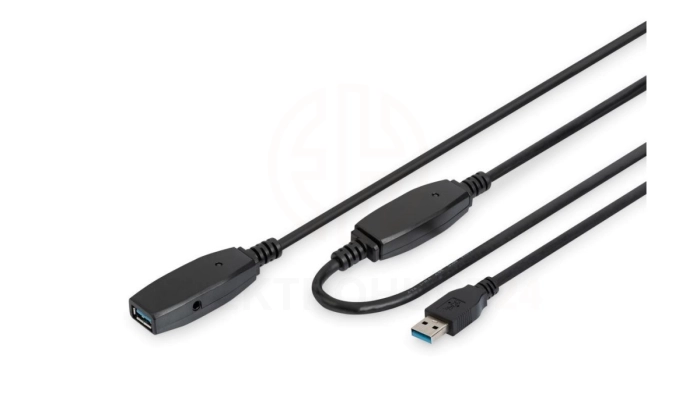 Kabel przedłużający USB 3.0 SuperSpeed 20mTyp USB A/USB A M/Ż aktywny czarny 20m DA-73107