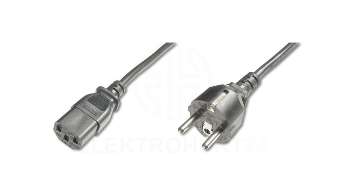 Kabel Schuko prosty/IEC C13 M/Ż czarny 1,2m zasilający AK-440110-012-S