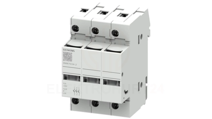 Podstawa bezpiecznikowa do wkładek cylindrycznych 1038 mm 32A 3P z diodą LED 3NW7034-2
