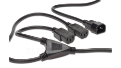 Kabel IEC C14/2xIEC C13 M/Ż czarny 1,7m zasilający AK-440400-017-S