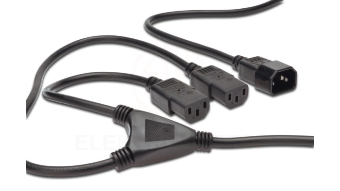 Kabel IEC C14/2xIEC C13 M/Ż czarny 1,7m zasilający AK-440400-017-S