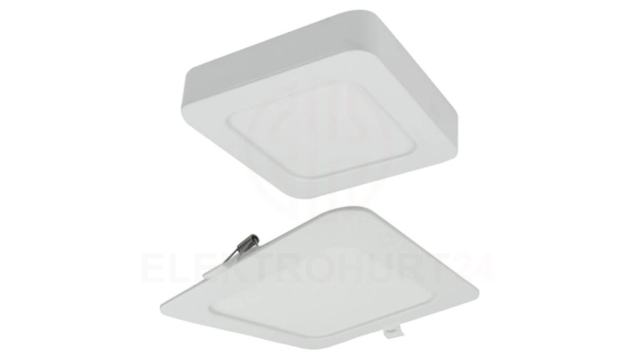 Oprawa sufitowa Downlight kwadrat CCT natynk/podtynk 2w1 18W 1650lm zmienna barwa 3000/4000/6500K biały IP20 EC61085