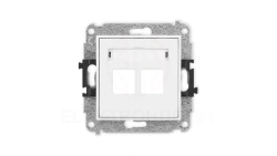 MINI Mechanizm gniazda multimedialnego podwójnego bez modułu (standard Keystone) biały mat 25MGM-2P