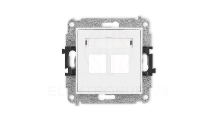 MINI Mechanizm gniazda multimedialnego podwójnego bez modułu (standard Keystone) biały mat 25MGM-2P
