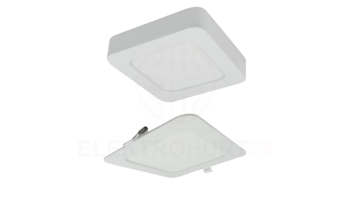 Oprawa sufitowa Downlight kwadrat CCT natynk/podtynk 2w1 12W 1100lm zmienna barwa 3000/4000/6500K biały IP20 EC61084