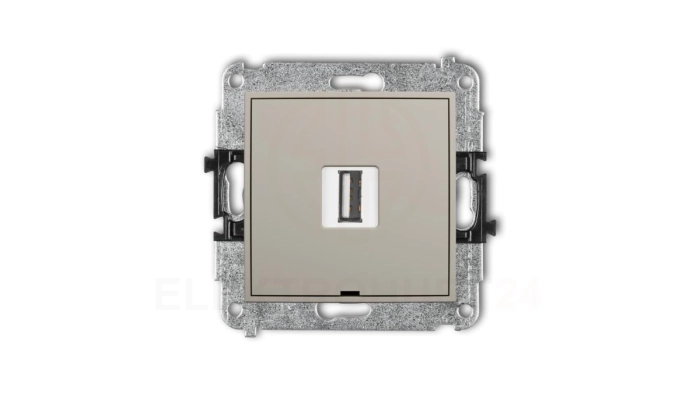 ICON Mechanizm gniazda pojedynczego USB A-A 2.0, bez pola opisowego taupe 60IGUSBBO-1