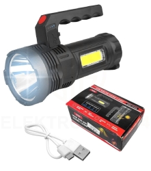 LATARKA RĘCZNA SZPERACZ LED + COB + SOLAR AKUMULAT