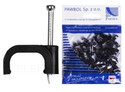 Uchwyt KLIP płaski 8/6 czarny /100szt.