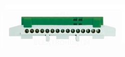 Listwa zaciskowa na szynę 15-torowa zielona TH35 I
