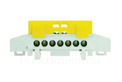 Listwa zaciskowa na szynę 7-torowa żółta TH35 IP20